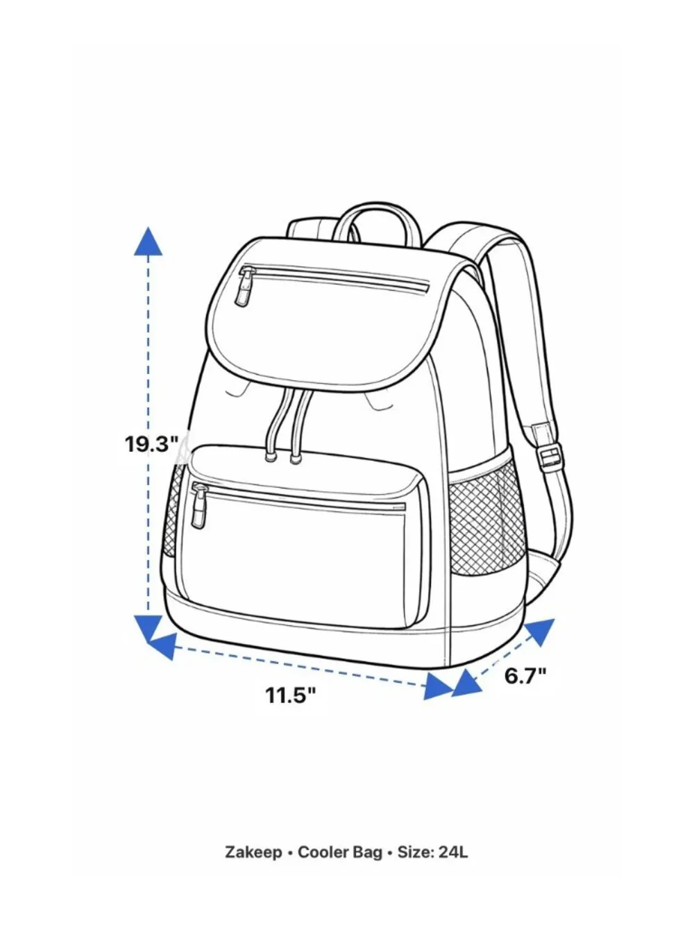 ZAKEEP Unisex Gray Polyester & EVA Insulated Cooler Backpack 24L Capacity